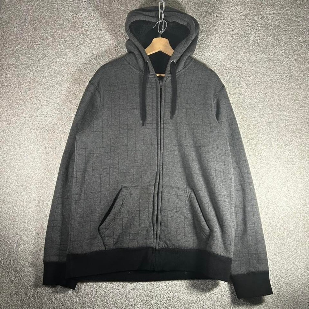 Y2K grey plaid zip up skater grunge hoodie sweatshirt